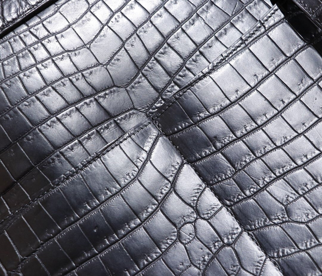 Hermes Halzan 31 cm in Black Niloticus crocodile leather