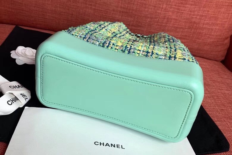 CHANEL'S GABRIELLE Green Tweed Small Backpack