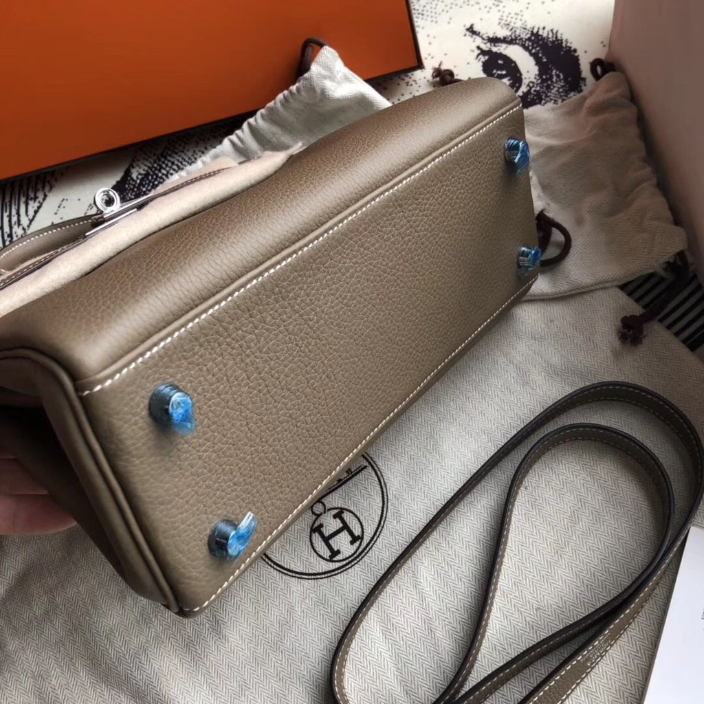 Hermes ETOUPE  Kelly 25 cm Togo Palladium  Hardware