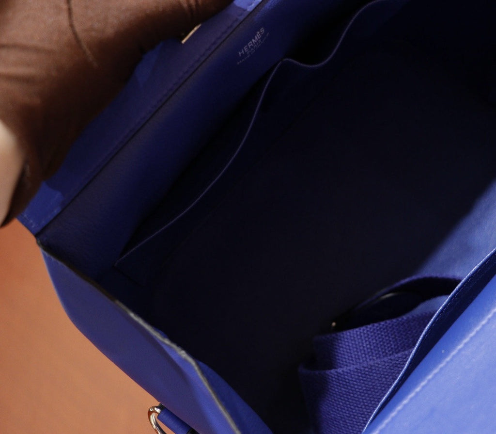 Hermes 26cm Toolbox Bag Blue Electric Swift Calf Leather