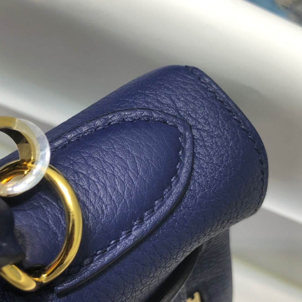 Hermes Special Order Kelly Lakis 35 Navy with Gold Hardware