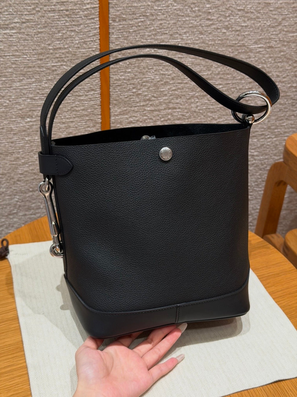 Hermès Double Longe Bucket Bag Black
