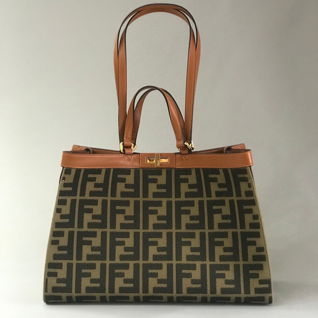 Fendi PEEKABOO X-TOTE Green canvas bag