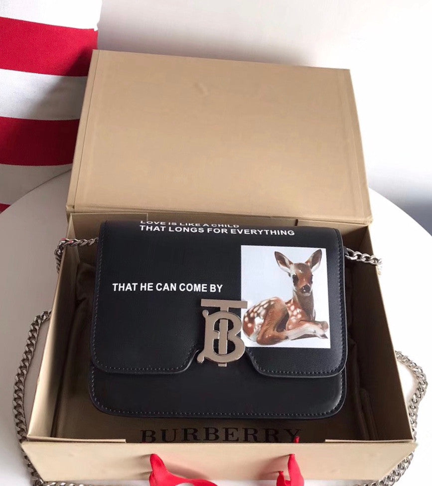 Burberry Small Montage Print Leather TB Bag (Bambi Bag)