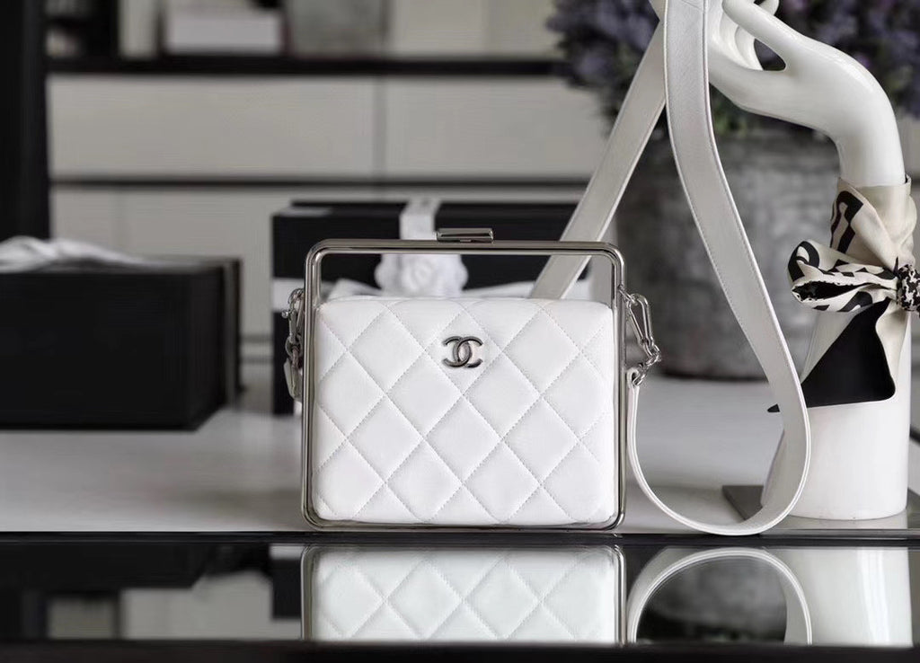 Chanel Lambskin White Clutch