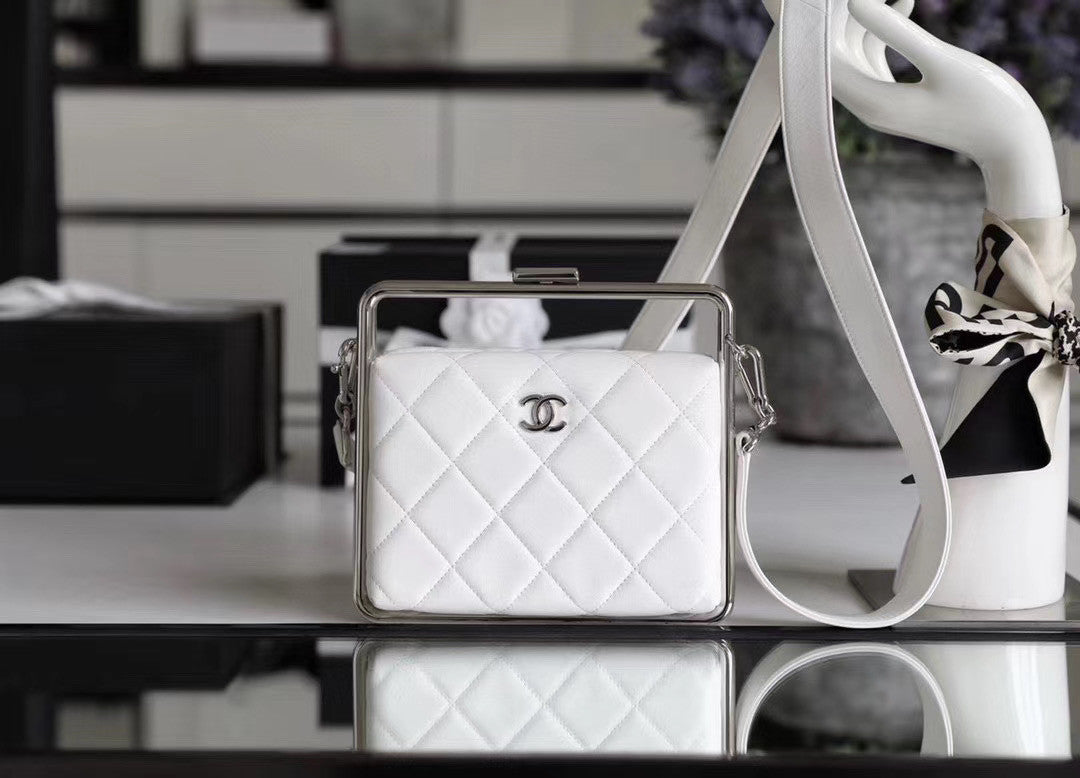 Chanel Lambskin White Clutch