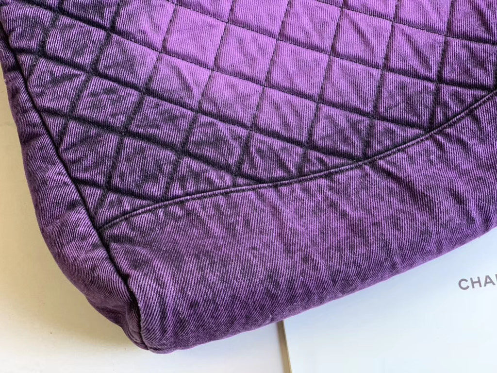 CHANEL 31 Large Denim Shopping Bag Purple