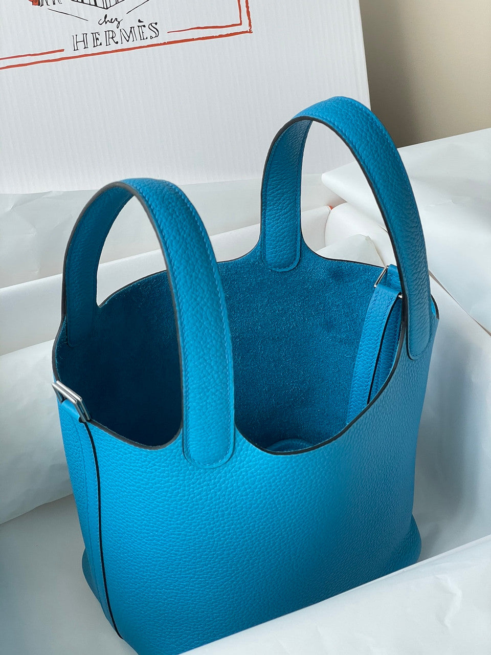 Hermes Blue Frida Picotin Lock 18 Togo Leather Bag