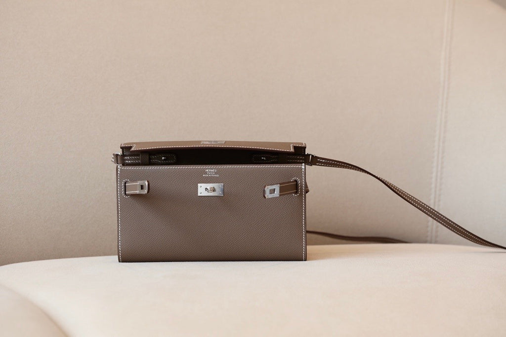 Hermes Kelly Wallet to Go Etoupe EPSOM PHW