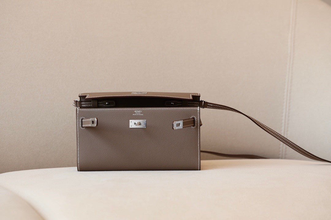 Hermes Kelly Wallet to Go Etoupe EPSOM PHW