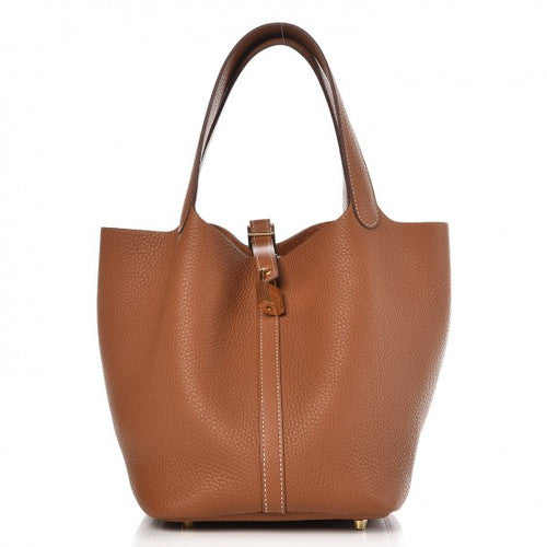 HERMES Taurillon Clemence Picotin Lock 22 CM Gold Hardware