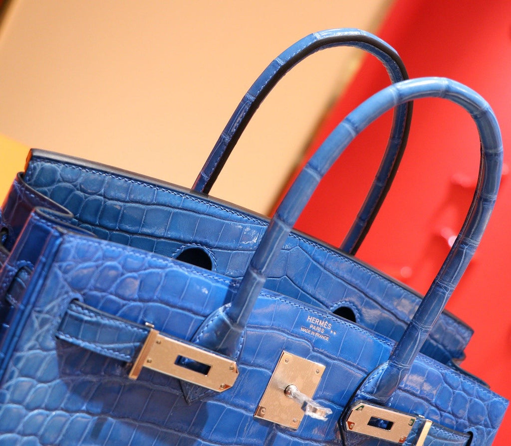 Hermes 7W Bleu Izmir  Birkin 30 in Niloticus Crocodile with Palladium hardware