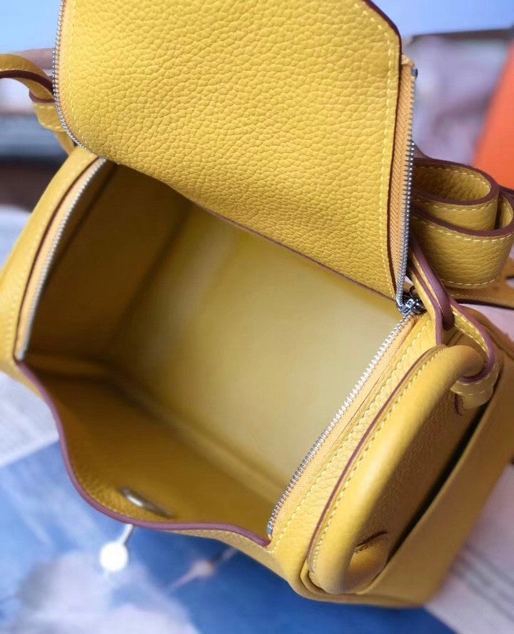 Hermes Mini Lindy 20cm Bag Soleil  Epsom Leather Palladium Hardware