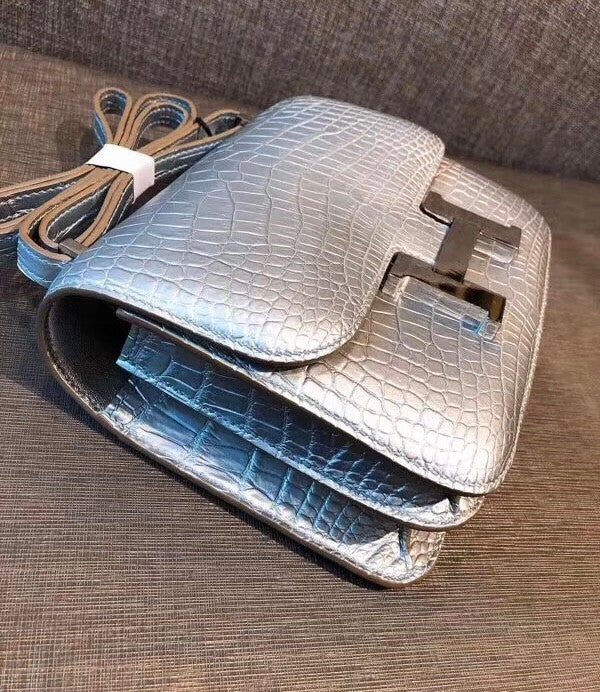 Rare Hermes Silver Constance 18 Alligator