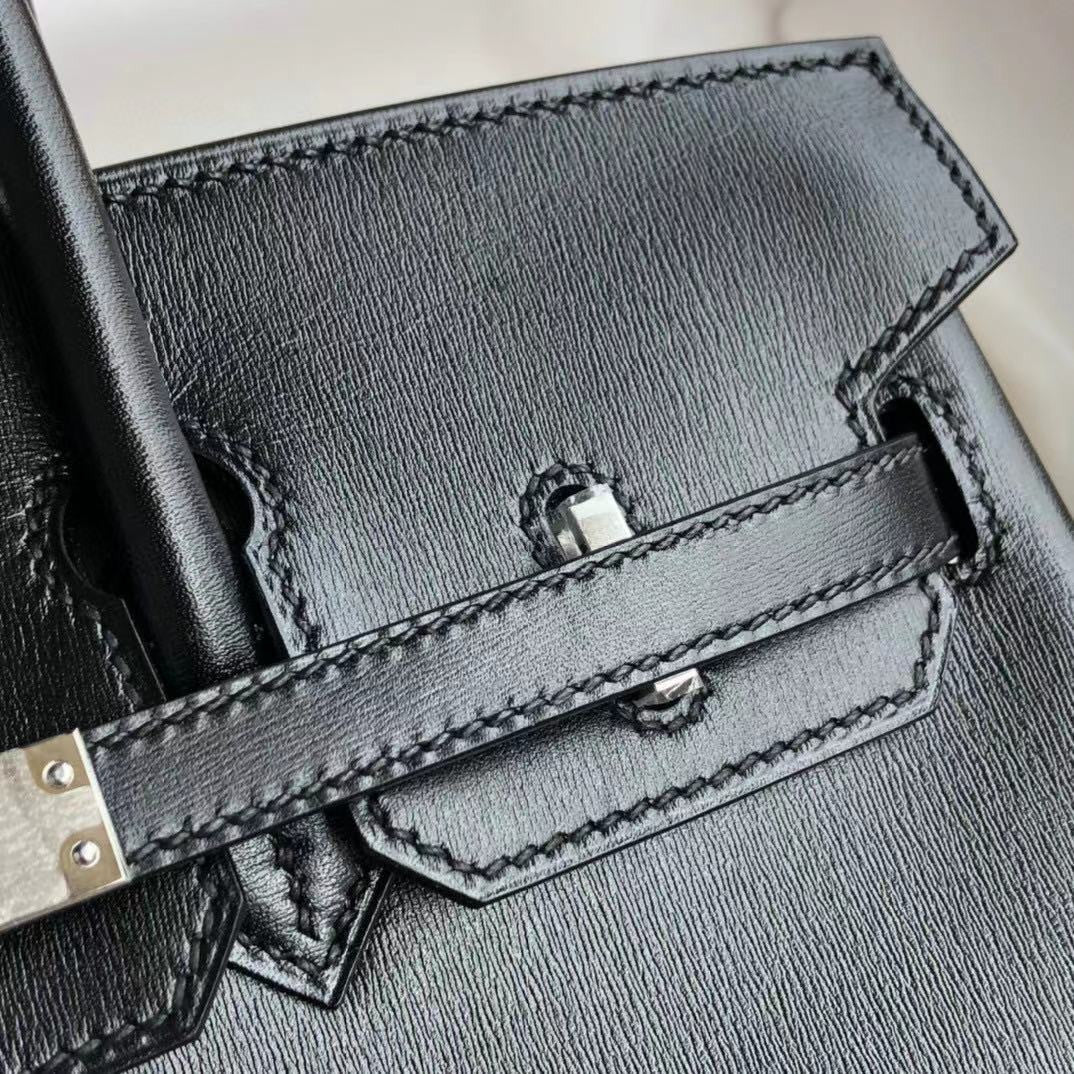 Hermes Black RETOURNE Birkin 30 Box Calf Palladium Hardware