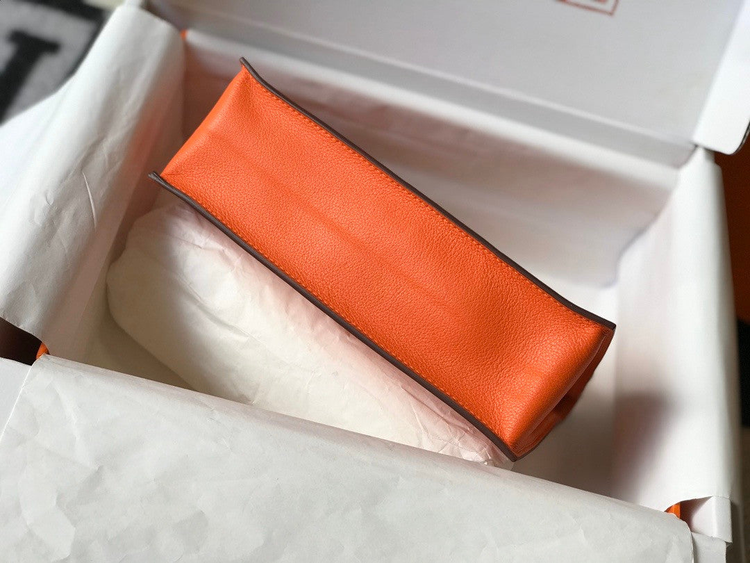 Hermes Orange Kelly Danse Bag Evercolour Leather Gold Hardware