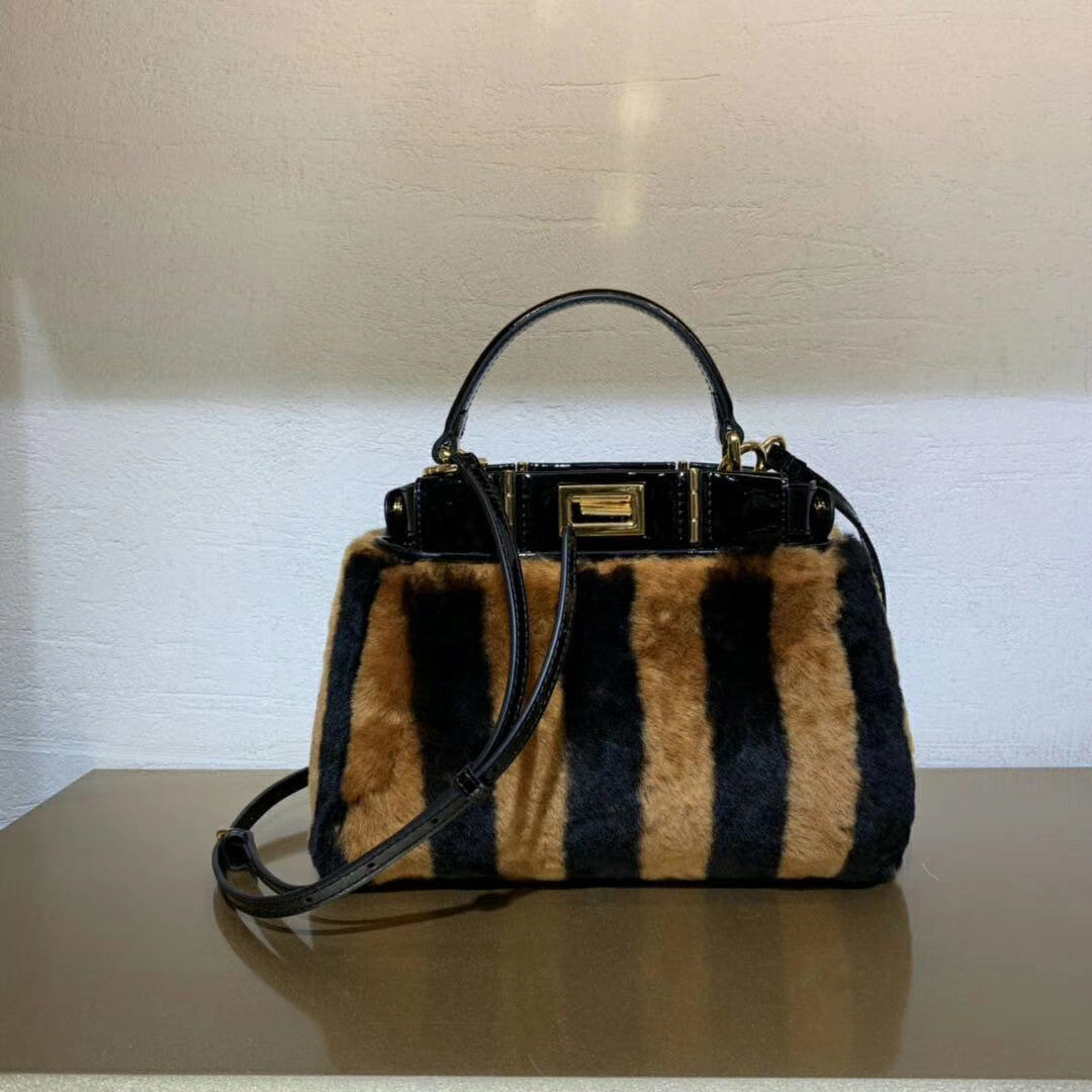 Fendi PEEKABOO ICONIC MINI Black mink bag