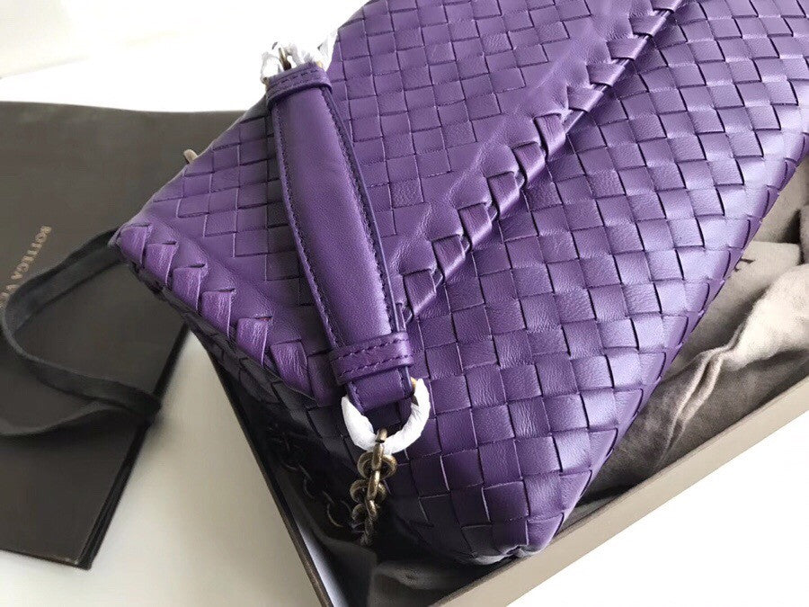 Bottega Beneta SMALL OLIMPIA BAG IN INTRECCIATO NAPPA Purple