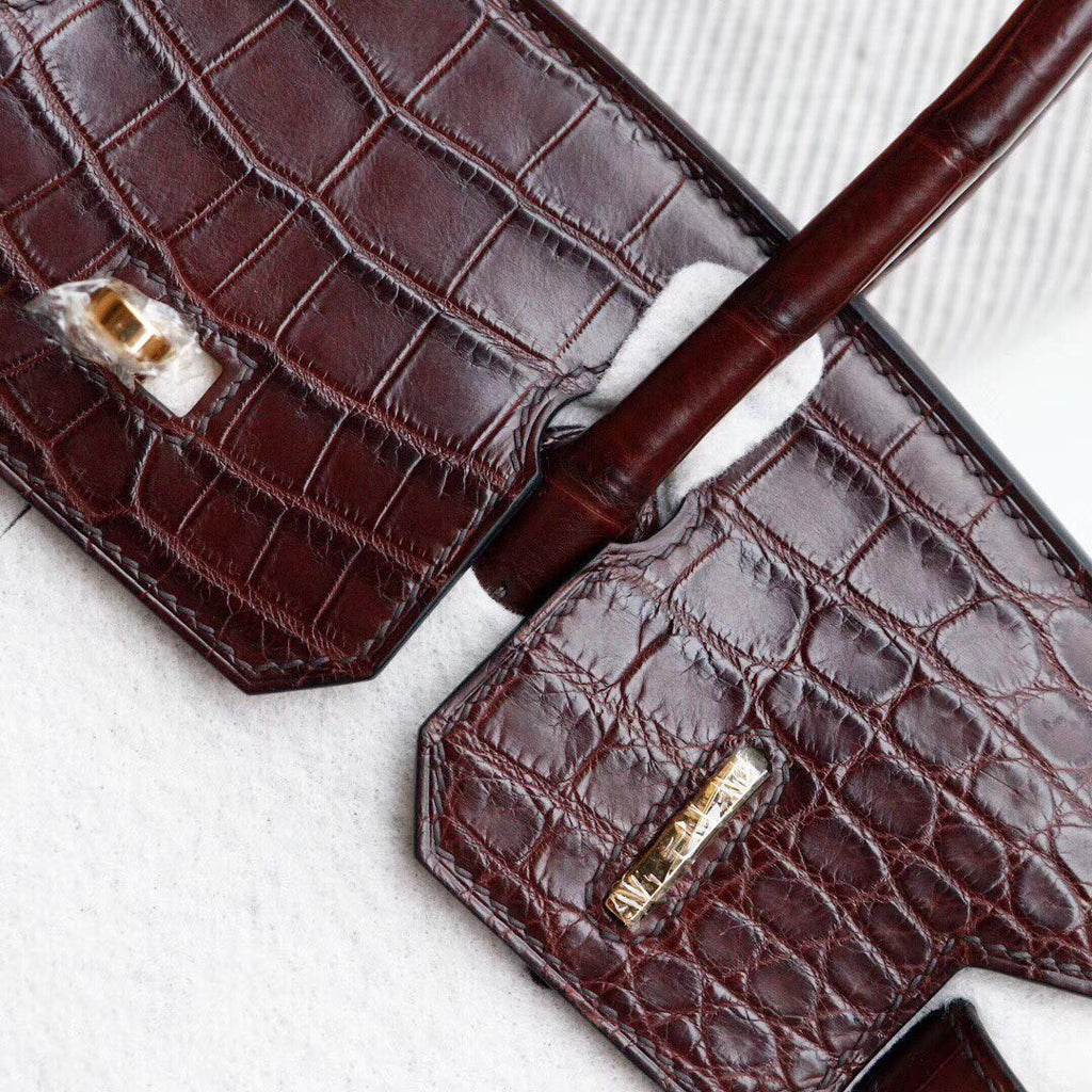 Hermes Chocolate Birkin 30 in Niloticus Crocodile with Palladium hardware
