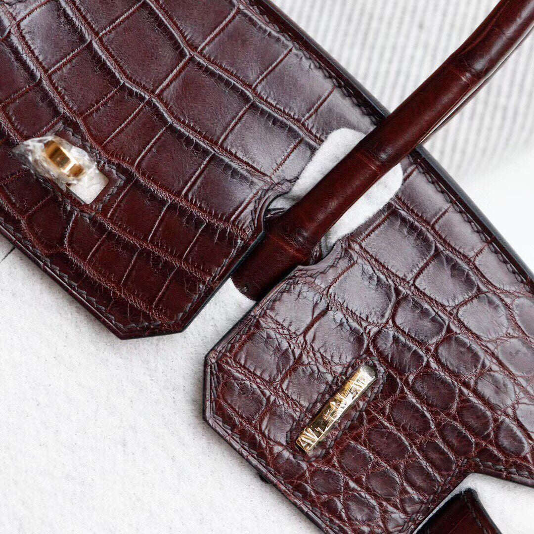 Hermes Chocolate Birkin 30 in Niloticus Crocodile with Palladium hardware