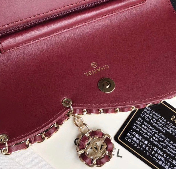 Chanel Wallet On Chain with charm Burgundy