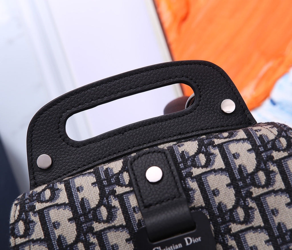 Christian Dior MINI SADDLE BACKPACK Navy Blue Dior Oblique Jacquard