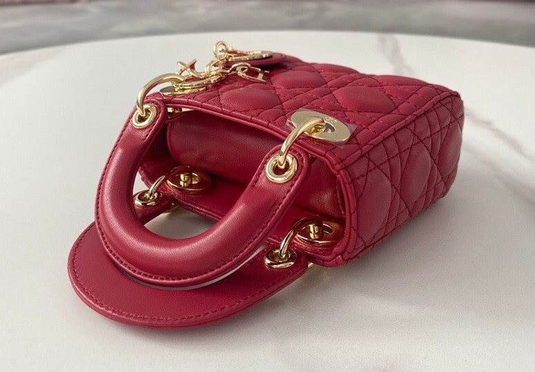 Christian Dior Red MICRO LADY DIOR BAG
