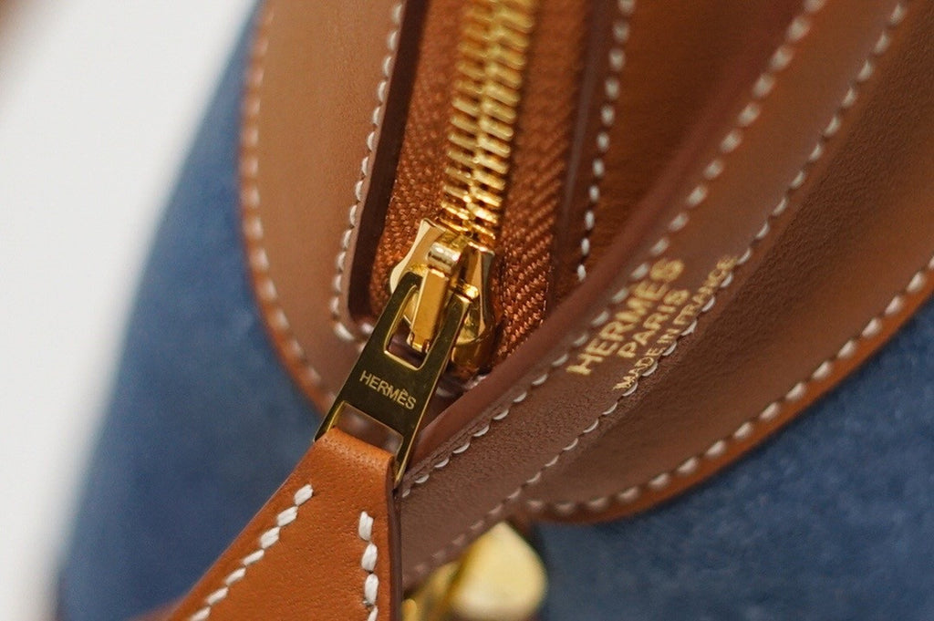 HERMES BOLIDE 31 2WAY HAND BAG BI-COLOR BOX CALF TOILE JEAN