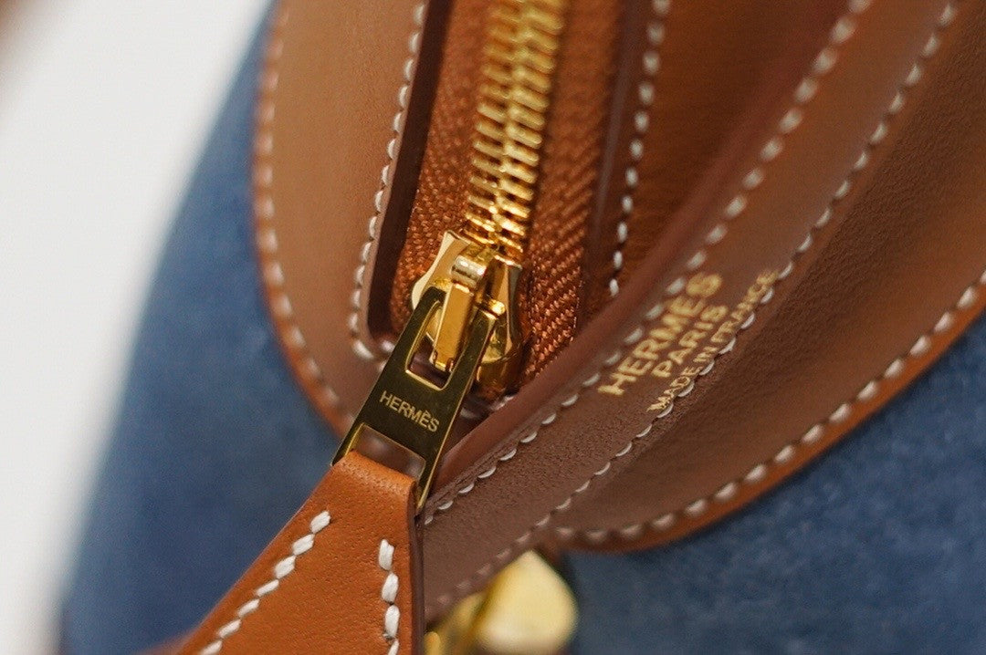 HERMES BOLIDE 31 2WAY HAND BAG BI-COLOR BOX CALF TOILE JEAN