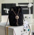 Chanel Velvet Drawstring Bag Black