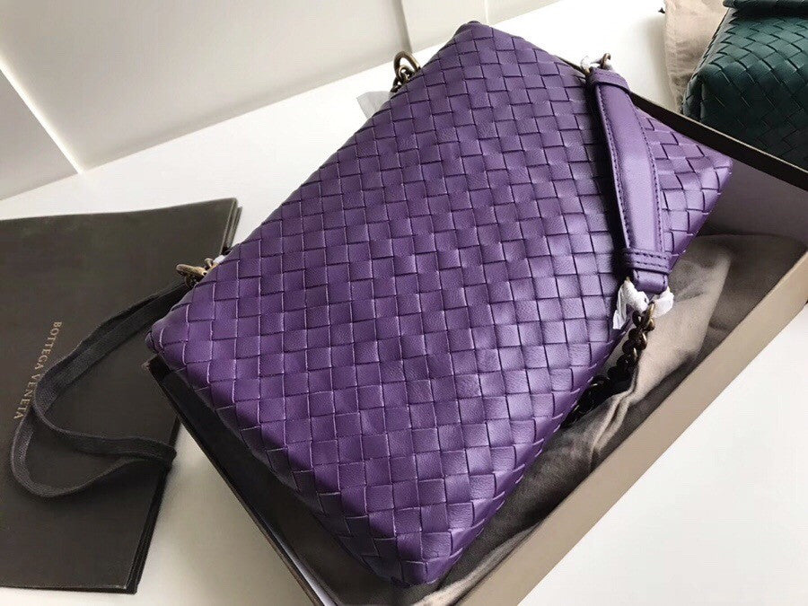 Bottega Beneta SMALL OLIMPIA BAG IN INTRECCIATO NAPPA Purple