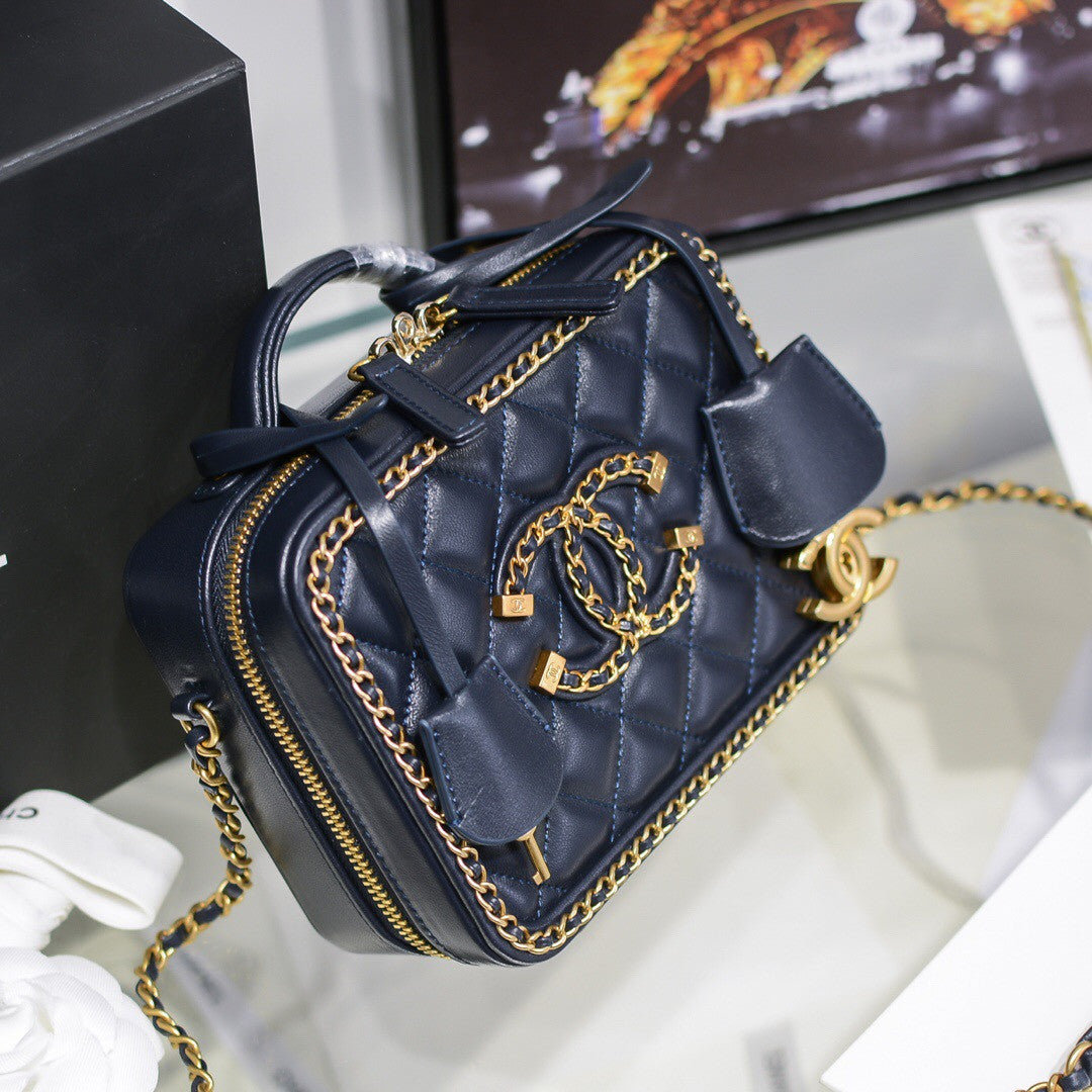 Chanel Small Vanity Case Navy Blue