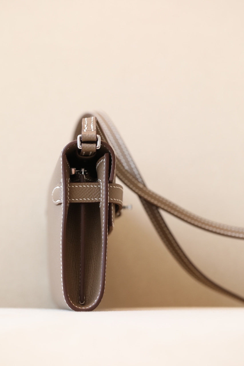 Hermes Kelly Wallet to Go Etoupe EPSOM PHW