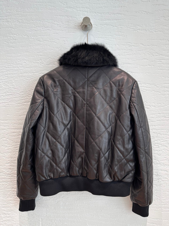 Chanel Quilted Leather Bomber Jacket with Detachable Fur Collar and CC Logo Buttons — Fall/Winter 2026-2027 Chanel