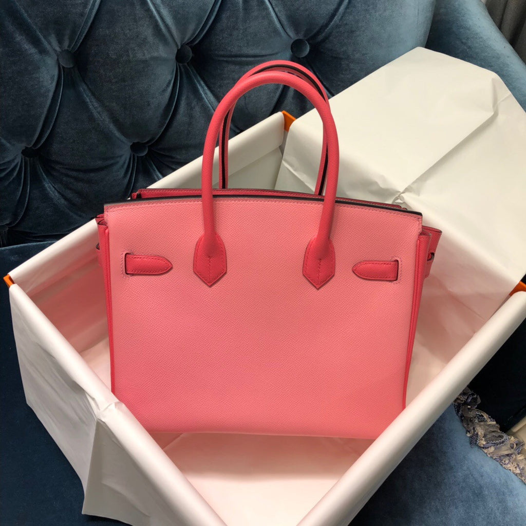 Hermes Special Order Tri-Colour  Rose Confetti, Rose Tyrien, Celest  Birkin 30 cm Epsom Gold   Hardware