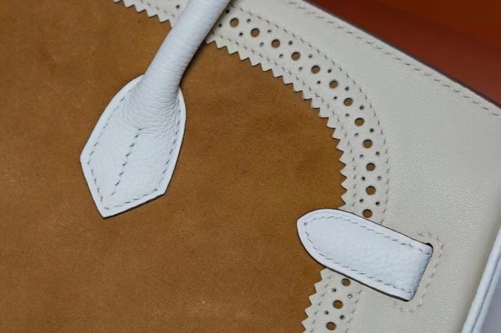 Hermès Special Order Craie Swift & Suede Birkin Ghillies Bag 35cm