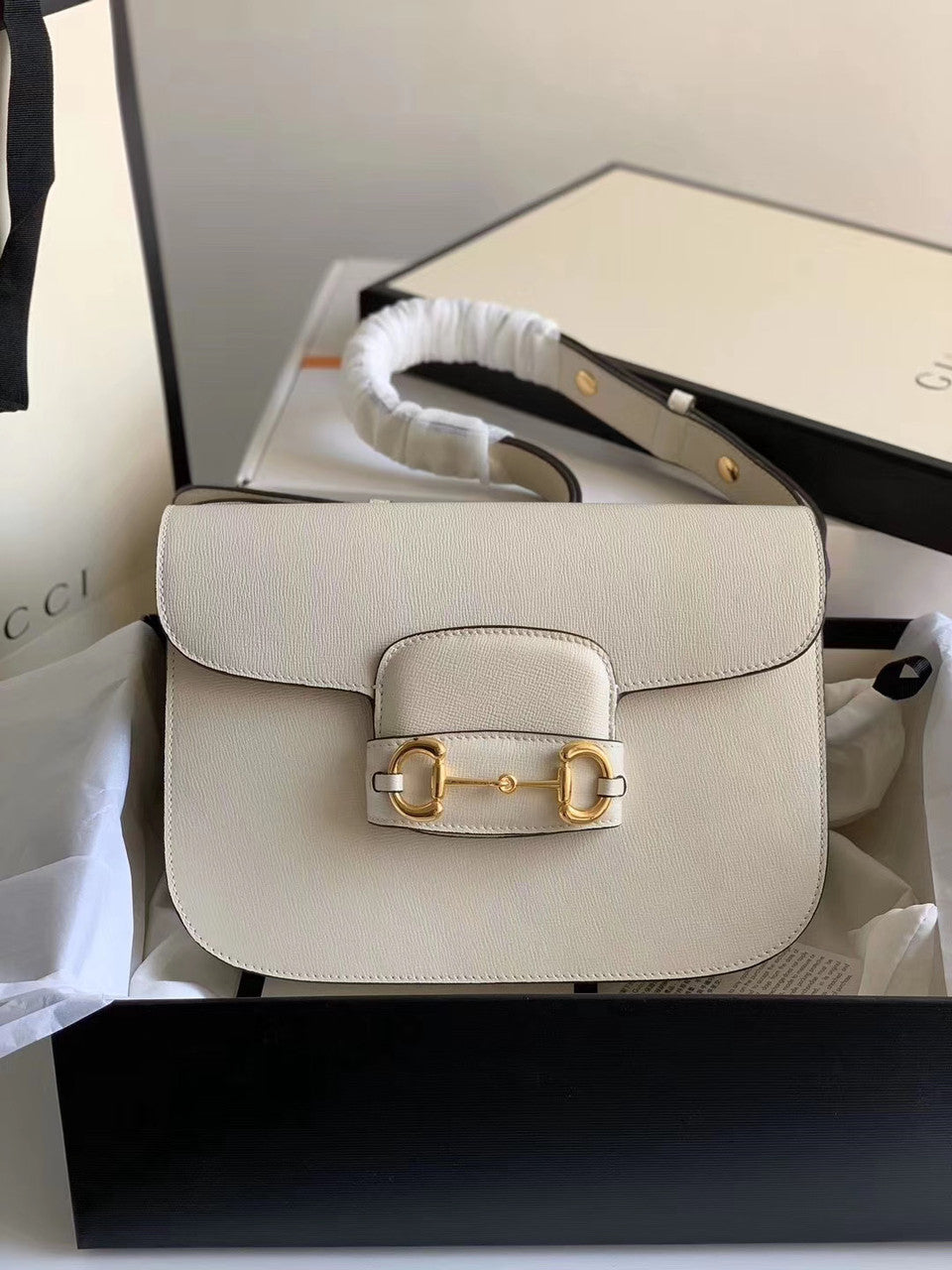 Gucci 1955 Horsebit shoulder bag White