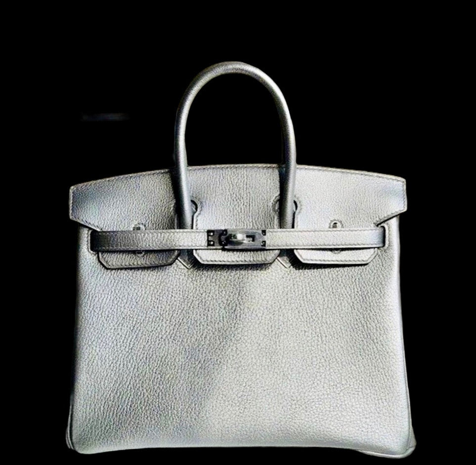 [Exclusive] Hermes Silver Birkin 25 cm Chevre Palladium Hardware
