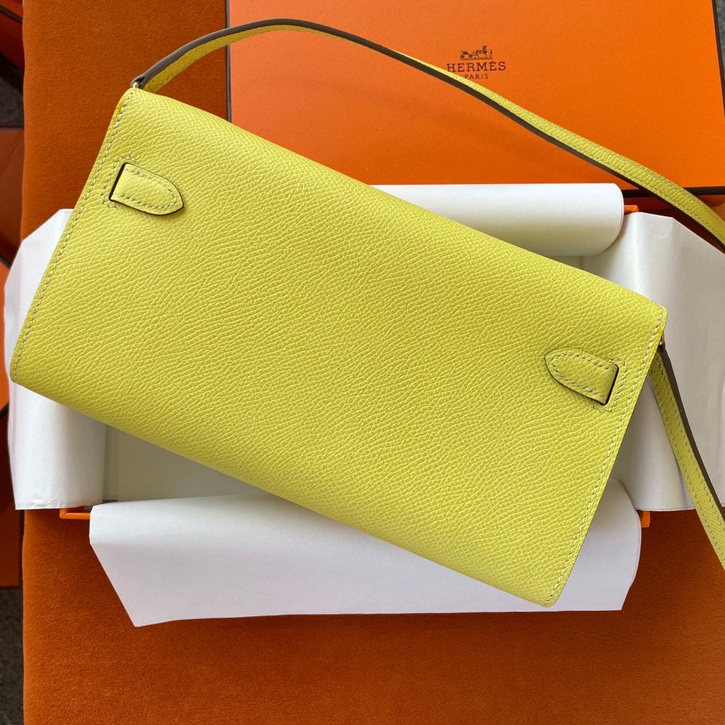 Hermes Kelly Wallet to Go 1Z Jaune Poussin/Mauve Sylvestre EPSOM GHW