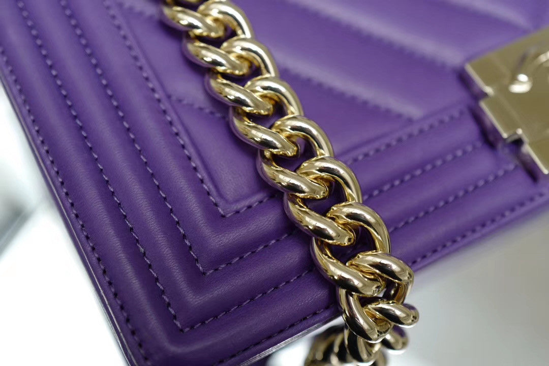 Chanel Purple Medium Chevron Boy Bag