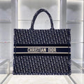 Christian Dior DIOR BOOK TOTE Blue Dior Oblique Embroidered Velvet