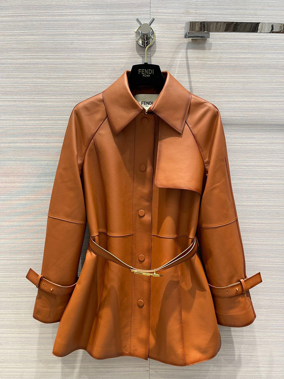 Fendi Tan waxed leather jacket