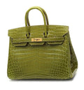 Hermes K6 Granny/GreenBirkin 30 in Porosus  Crocodile with Gold hardware