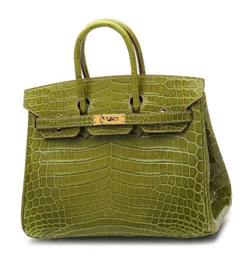 Hermes K6 Granny/GreenBirkin 30 in Porosus  Crocodile with Gold hardware