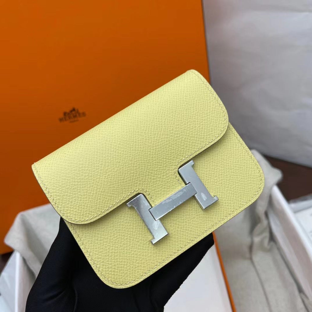 Hermès Constance Slim wallet C9 Soupre Yellow  Sellier  leather palladium hardware