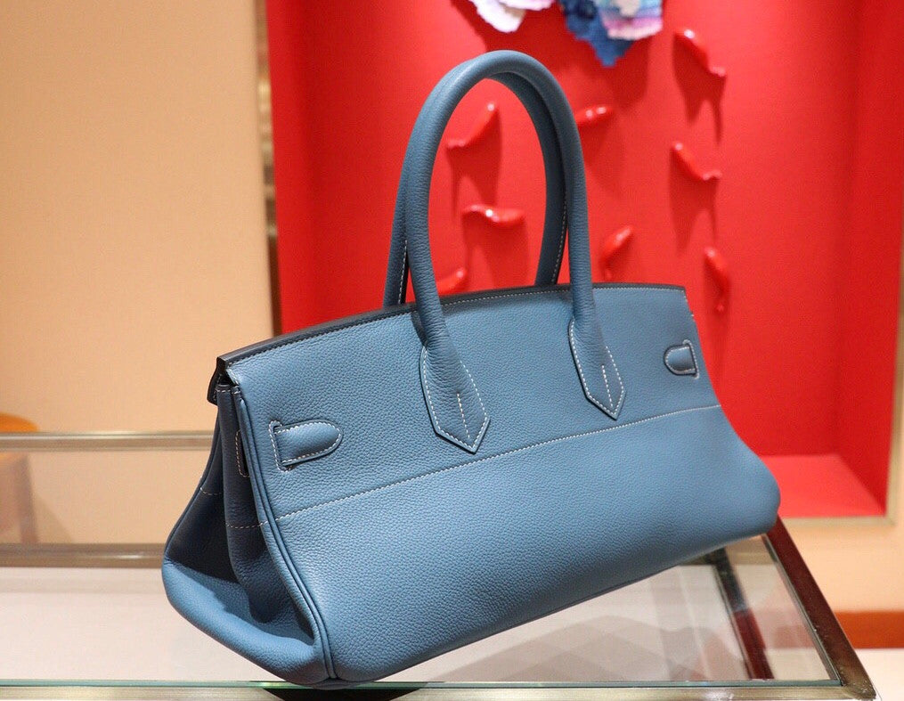 Hermes 75 Bleu Jean Togo Shoulder Birkin JPG 42cm