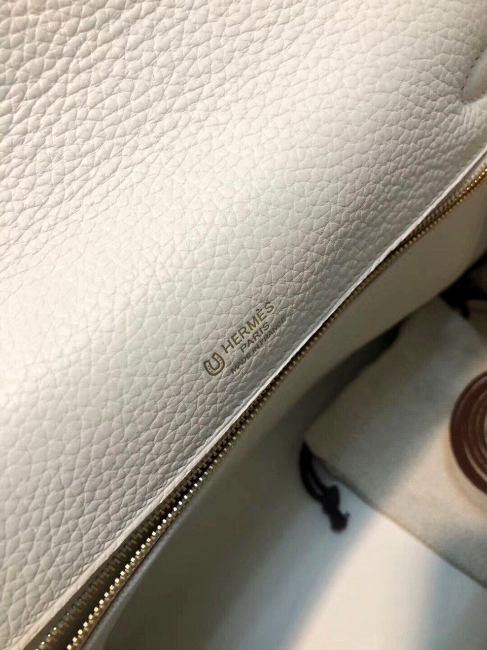 Hermes Special Order Horseshoe White/ Rose Sakura  Ghillie Kelly 32cm Togo/Swift Gold Hardware