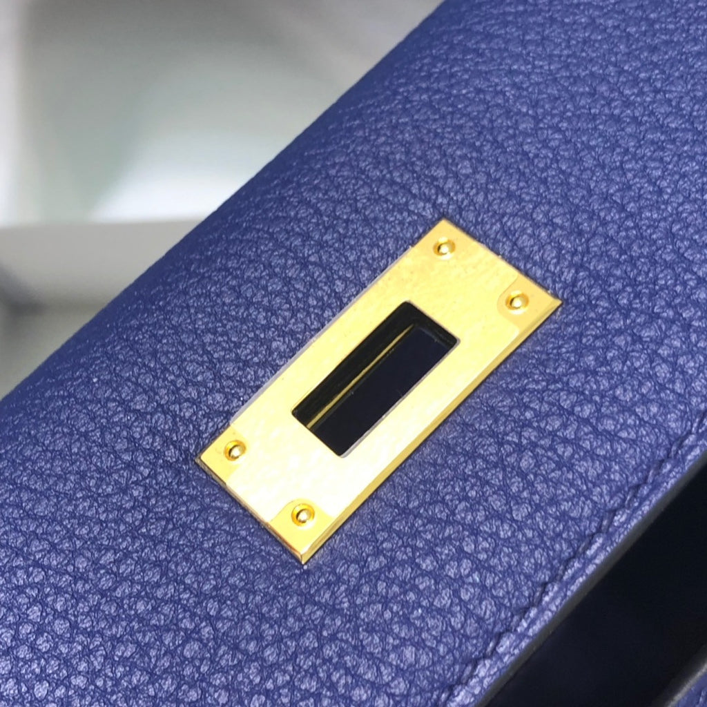 Hermes Special Order Kelly Lakis 35 Navy with Gold Hardware