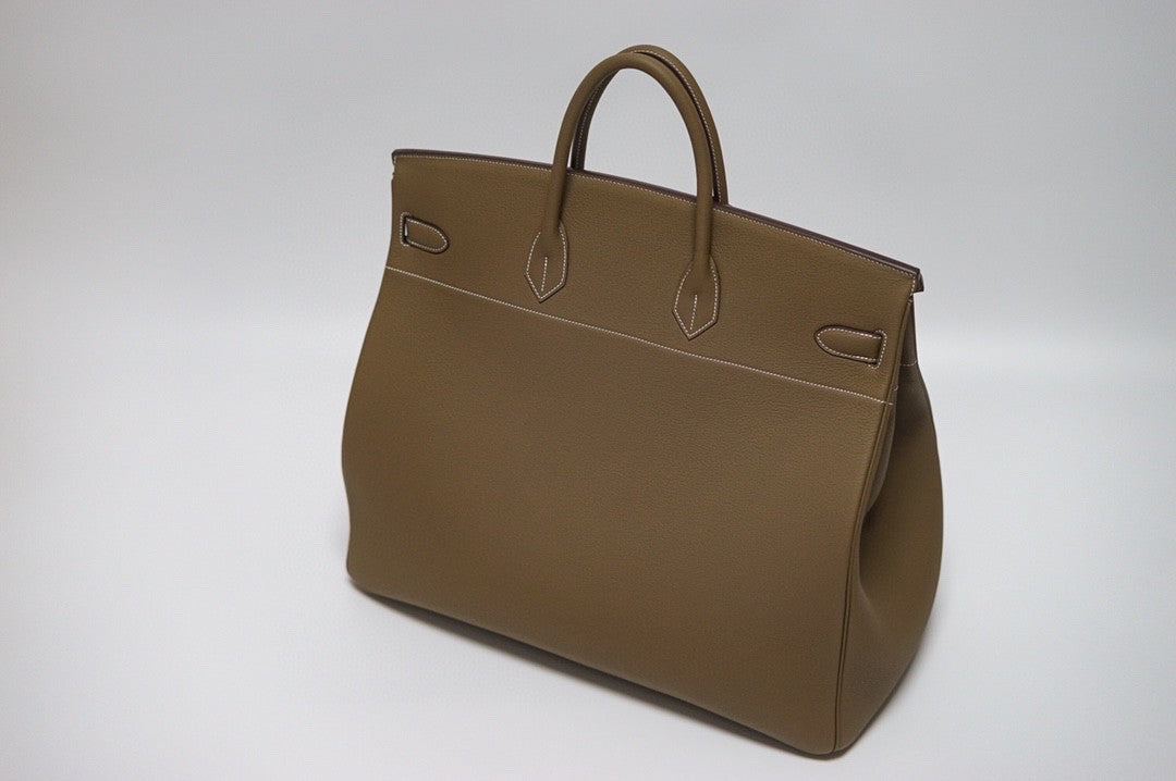 Hermes Etoupe Clemence Leather Gold Hardware Birkin 50 Bag