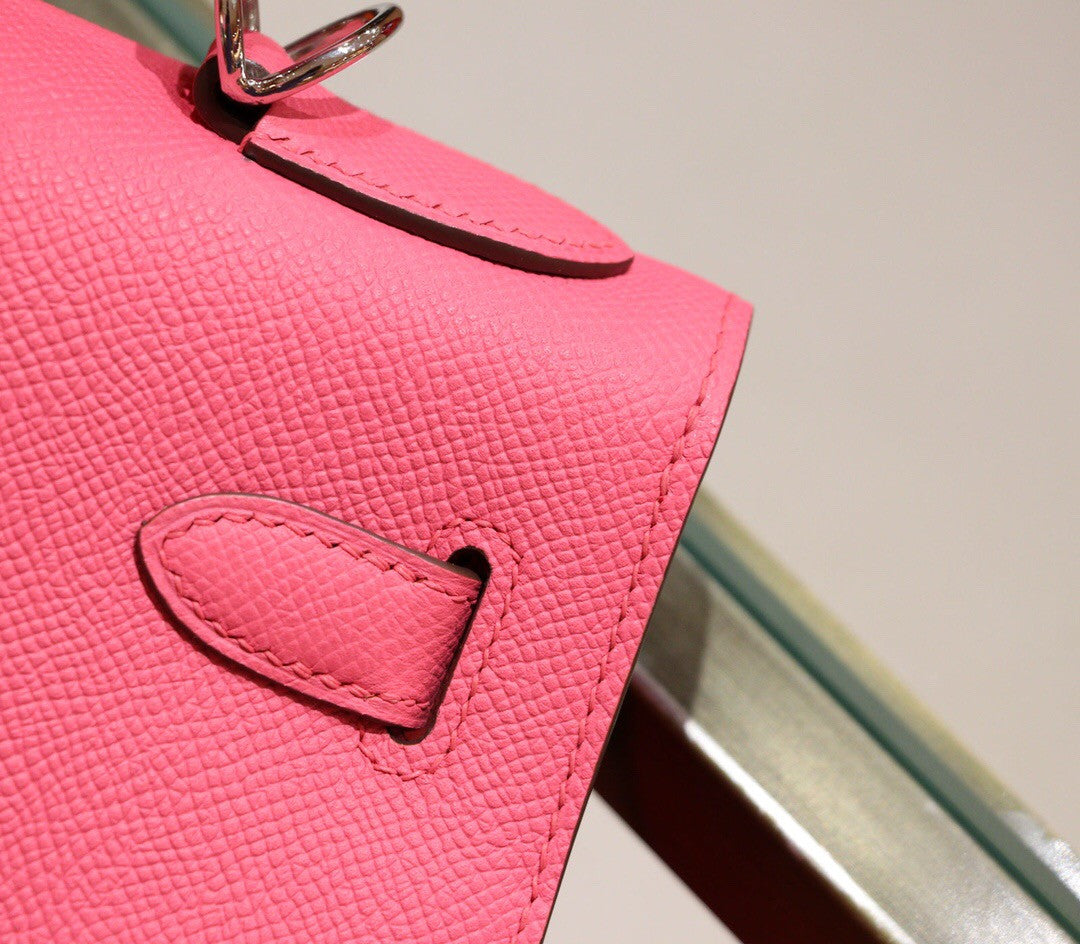 Hermès 8W Rose Azalee  Kelly 28  Epsom Palladium Hardware